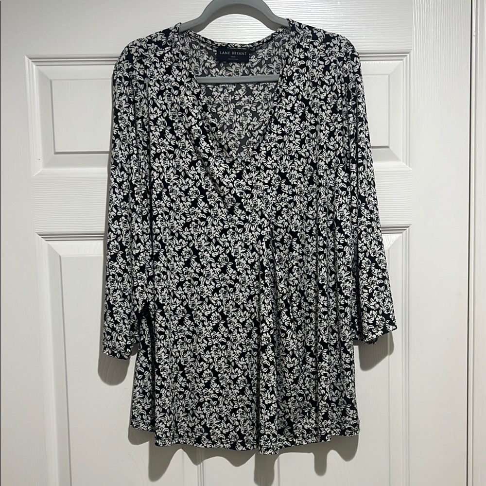 Lane Bryant Black and White Floral Top